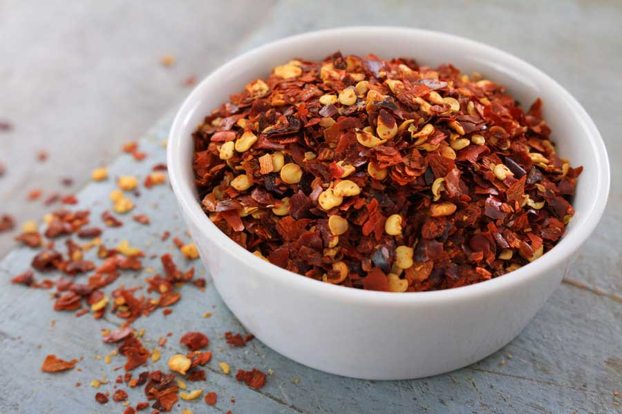 Chili pepper flakes to be infused in oil